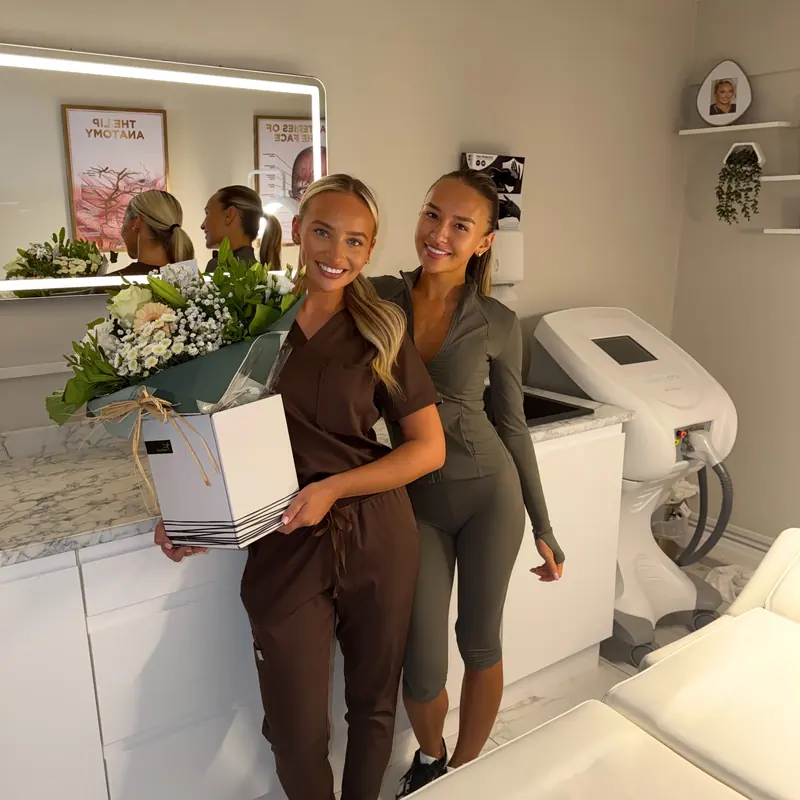 Charlotte with a colleague in the clinic on opening week